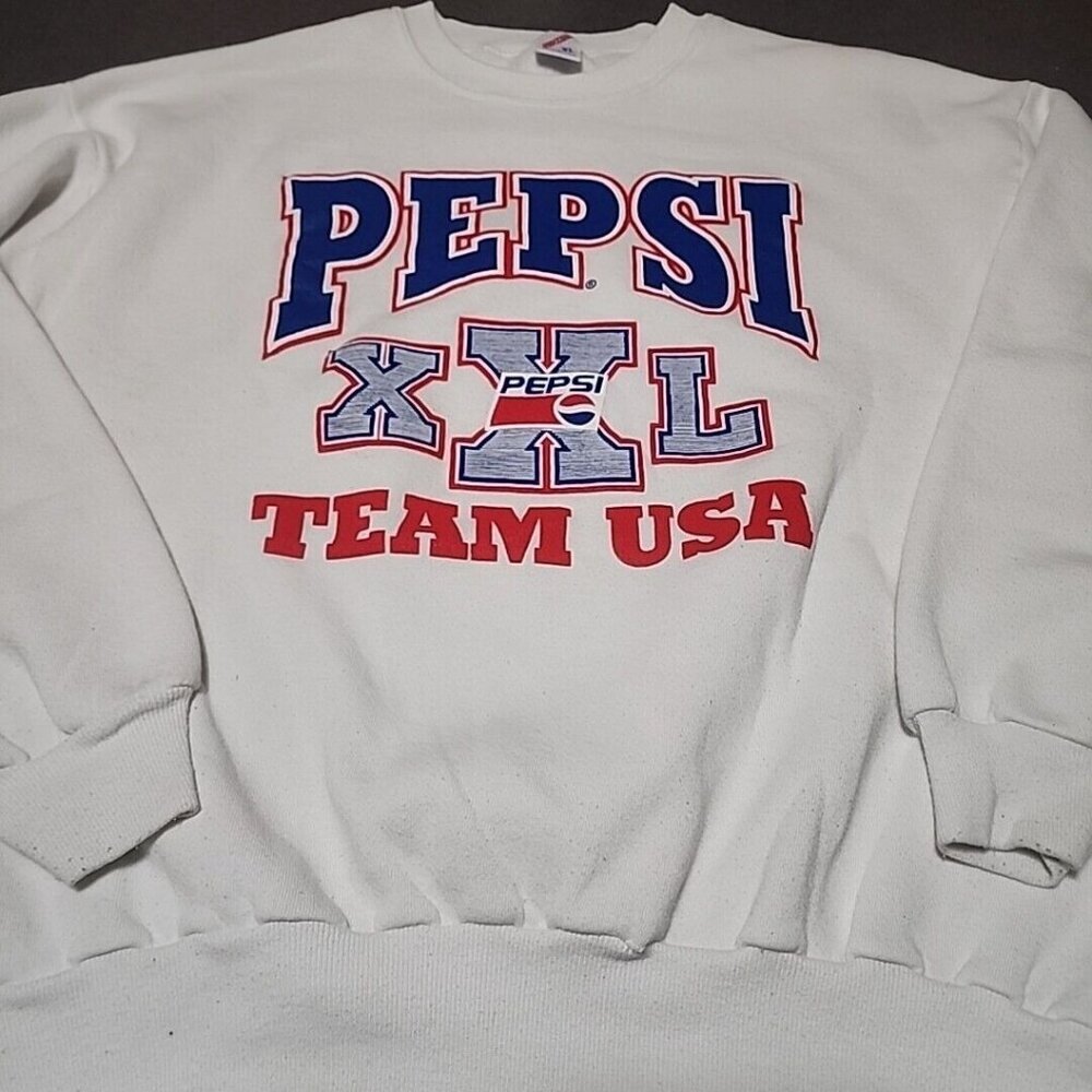 Vintage Pepsi Cola Team USA Crewneck Sweatshirt Made In USA 80s-90s Jerzees XL